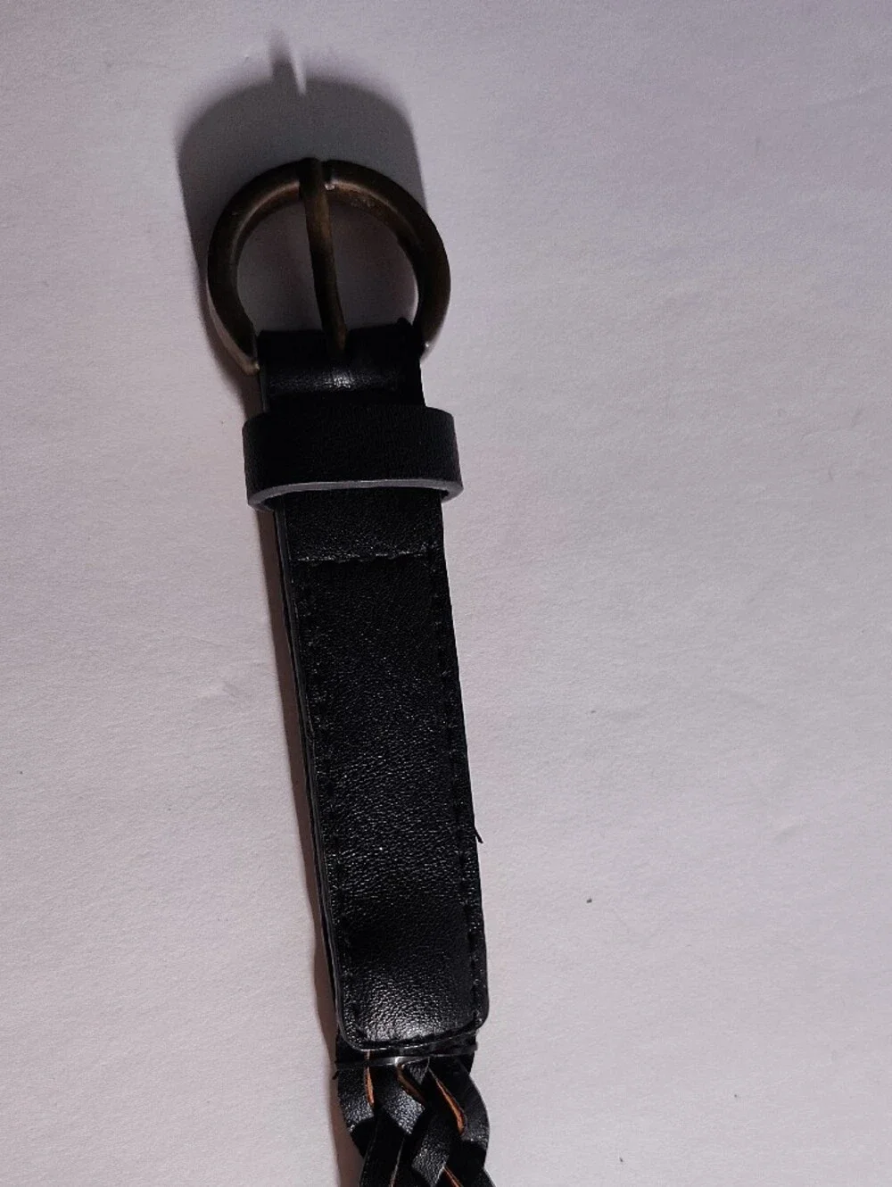 Women's Size S/M Black Braided Leather Belt with Tan Accents WM